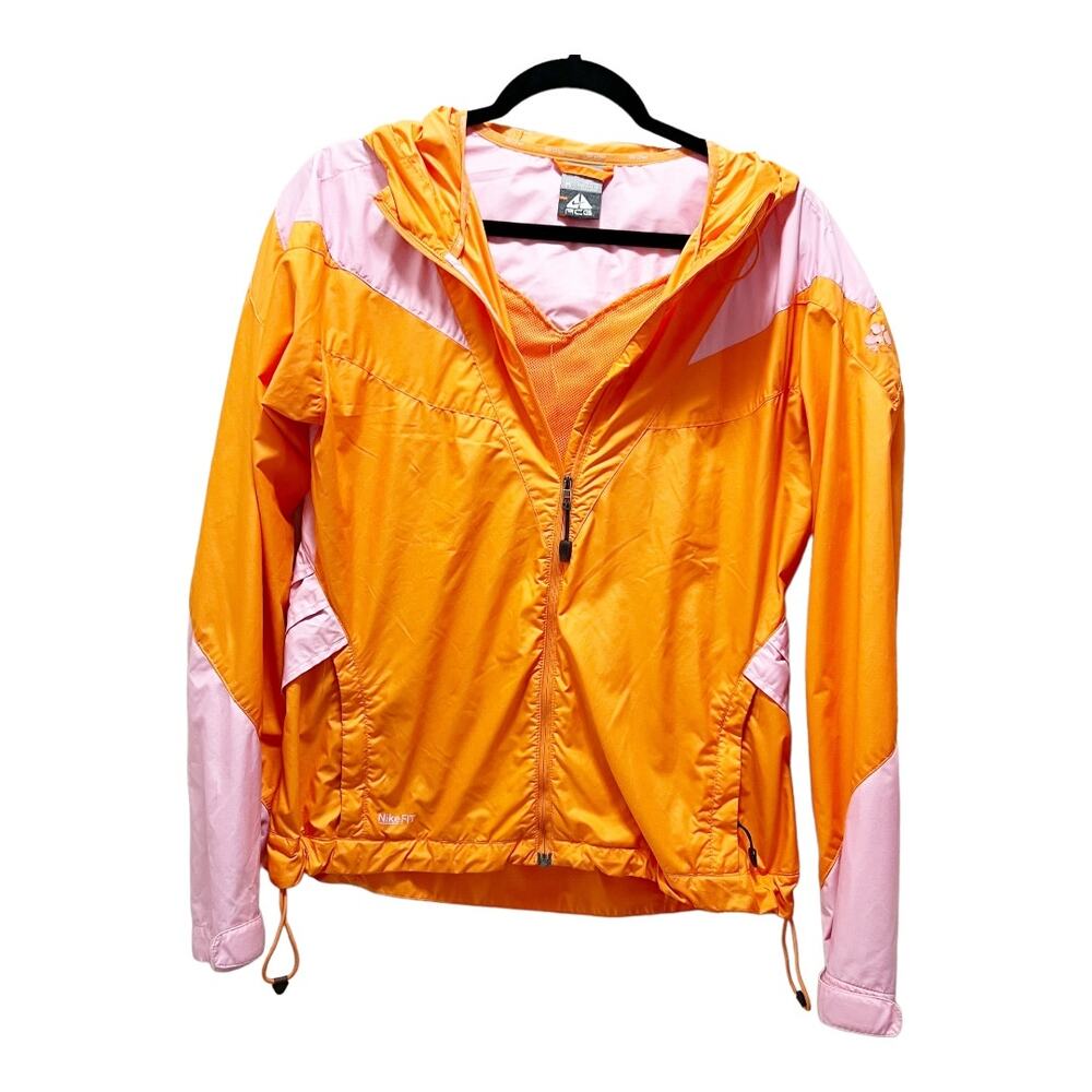 Nike ACG Neon Orange Colorblock Pink Windbreaker Full Zip Jacket Size Medium
